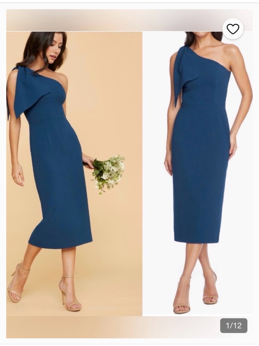 Dress the Population Teal One-Shoulder Midi Dress